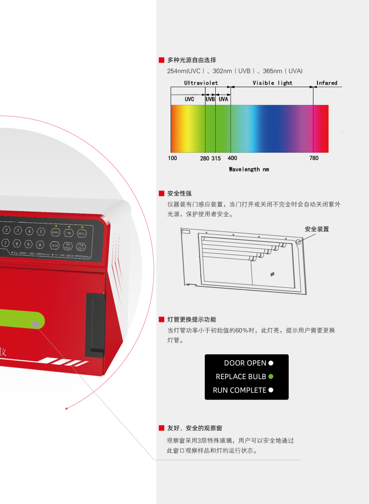 威尼德 紫外交联仪 VL-3000系列 侧面展示，多模式智能控制设计